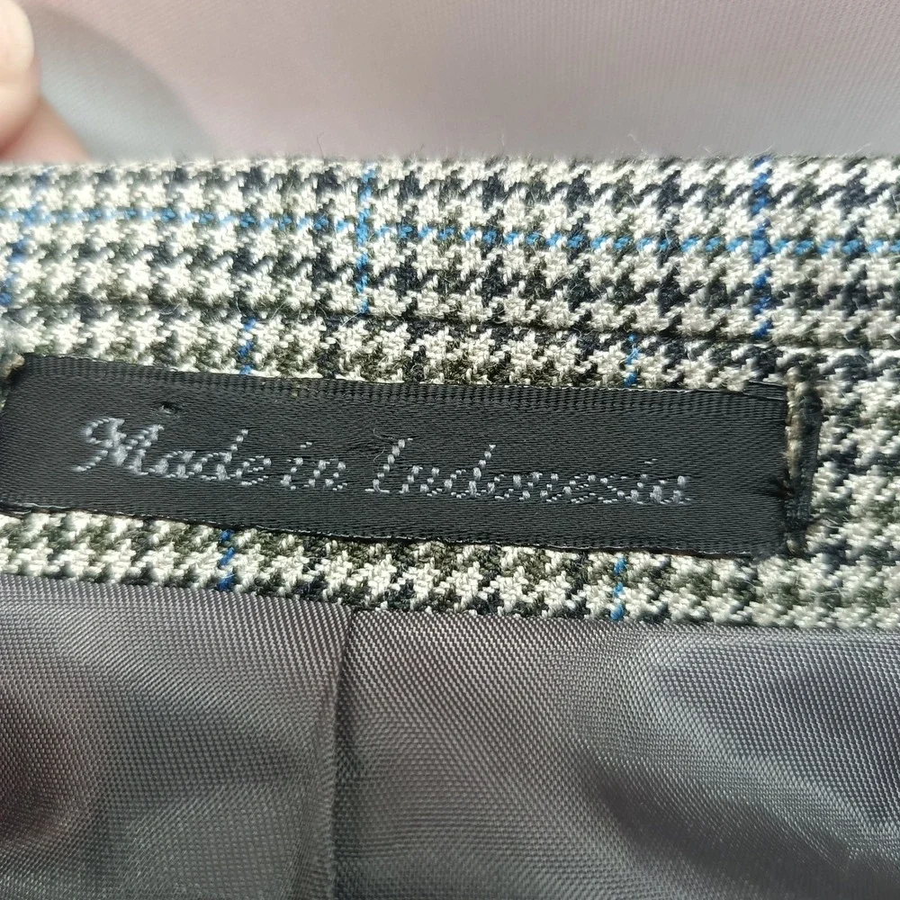 Lauren Ralph‎ Lauren Mens 40R Houndstooth Blazer Blue Plaid Sport Coat 2 Button